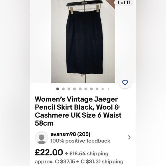 Vintage Jaeger skirt 100% wool dark brown, A-line! 1 pleat front & back! Size 8 - Picture 14 of 16